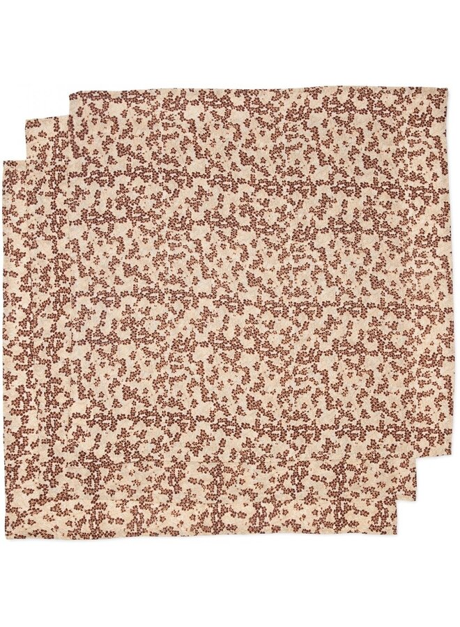 Konges Sløjd 3-Pack Muslin Cloth Winter Leaves Dark Red