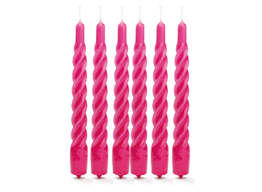 Twisted Candle Bright Pink Set of 6