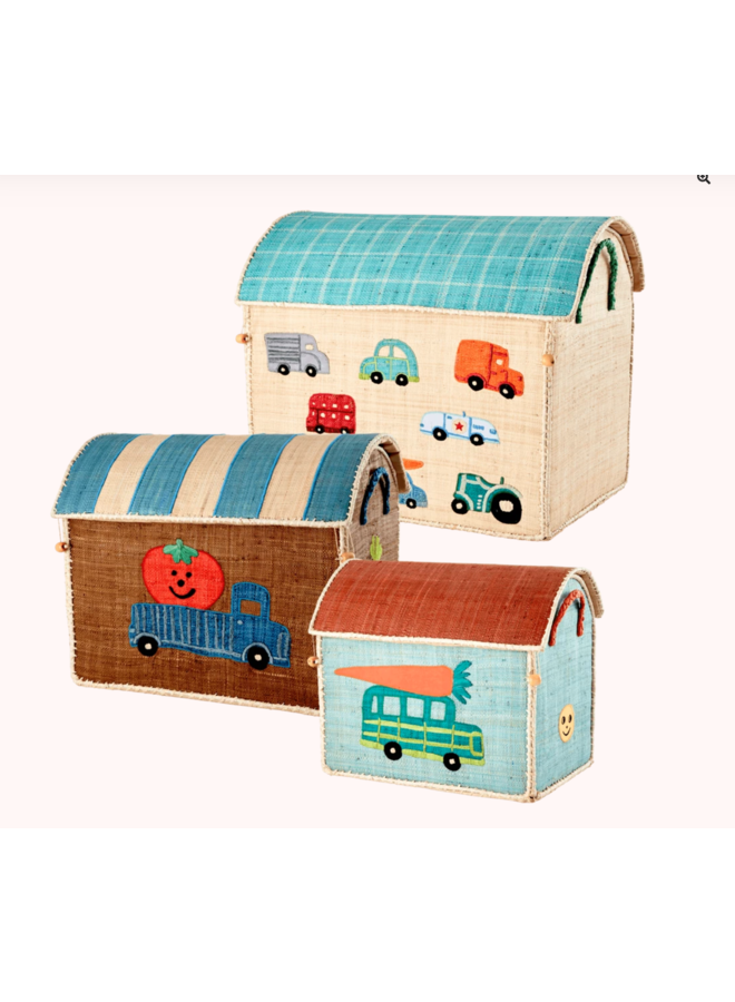 Rice Raffia Basket Cars Large