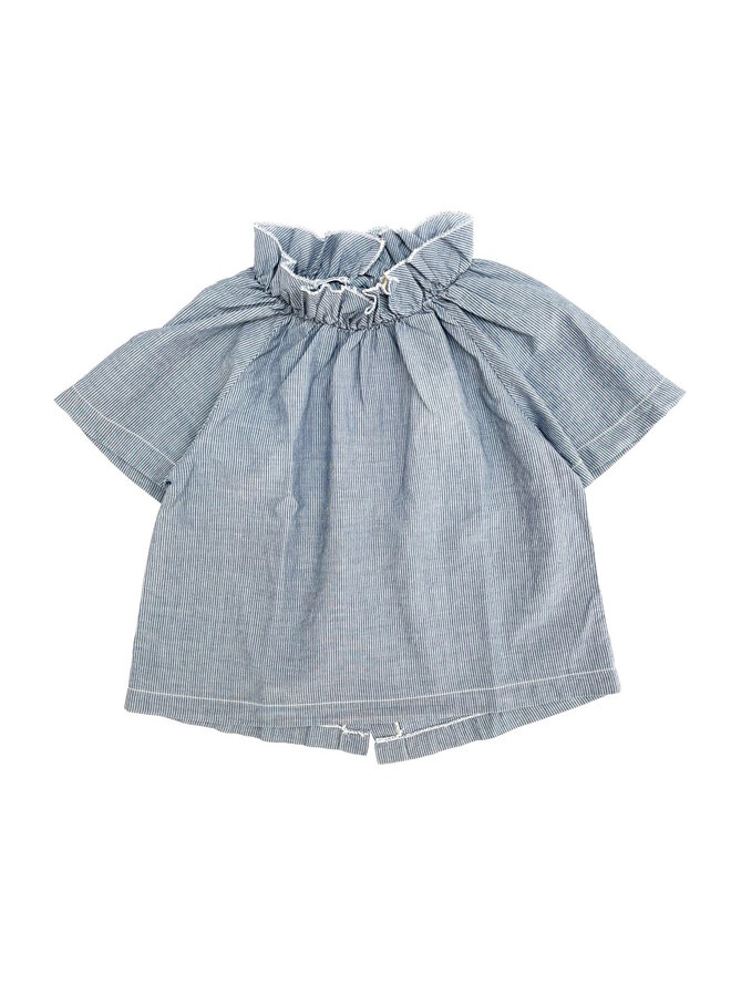 Long Live The Queen Wide Blouse Ruffles Blue Stripe