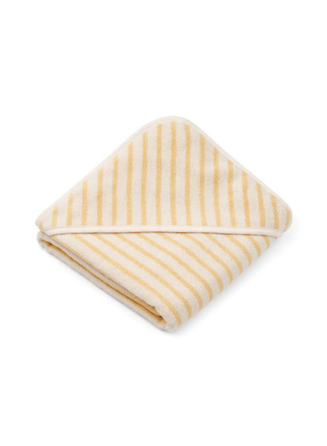 Alba Hooded Baby Towel Stripe Jojoba/Creme