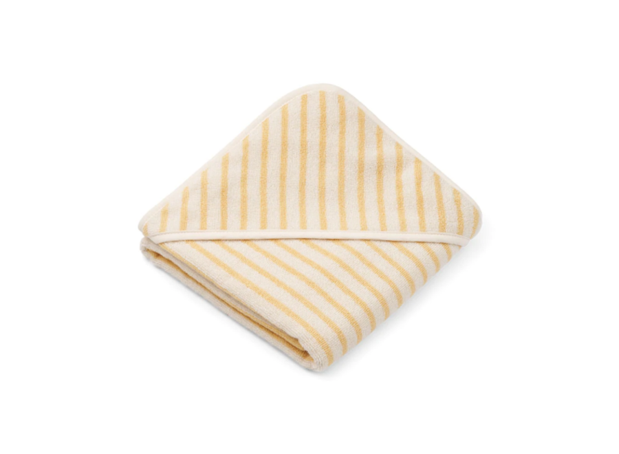 Alba Hooded Baby Towel Stripe Jojoba/Creme