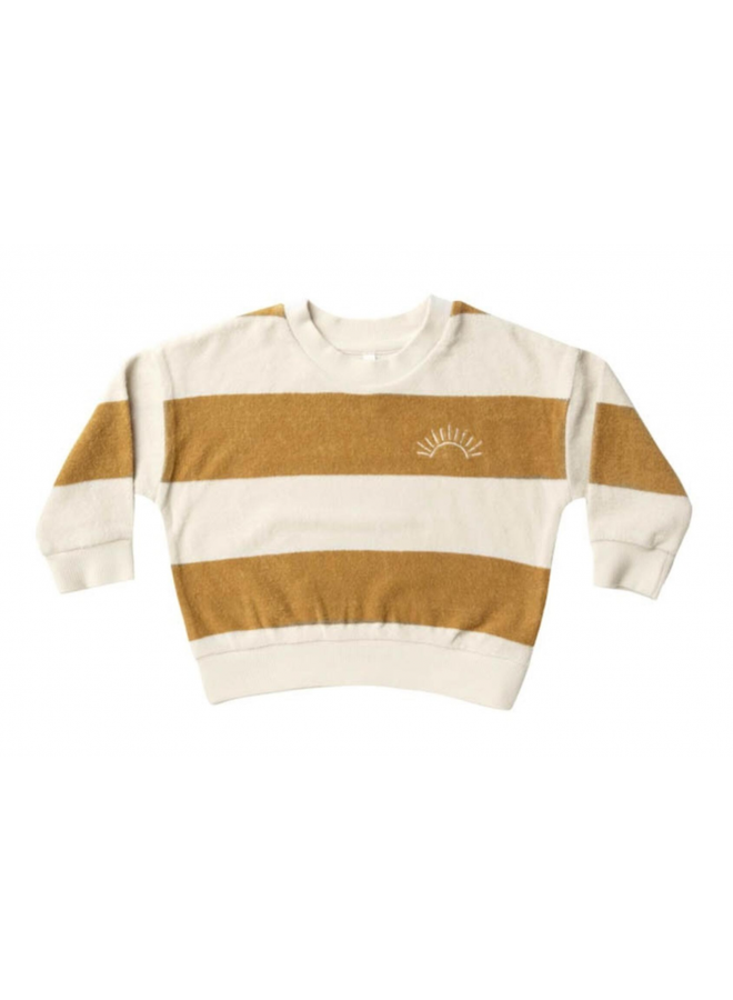 Rylee & Cru Terry Crewneck Gold Stripe