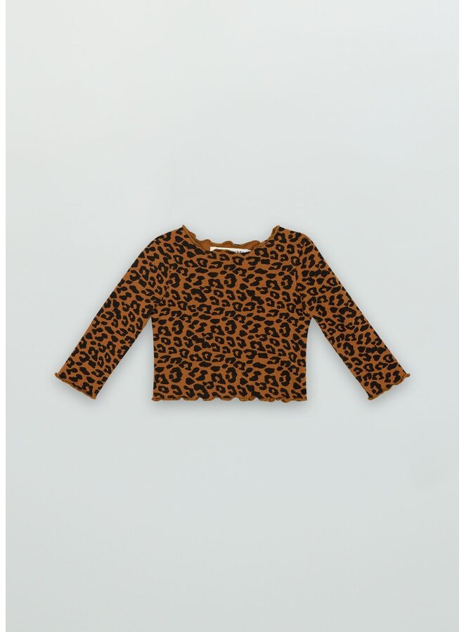 The New Society Betsy Baby Tee Caramel Leo Print