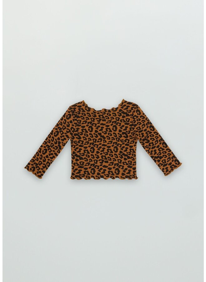 The New Society Betsy Baby Tee Caramel Leo Print