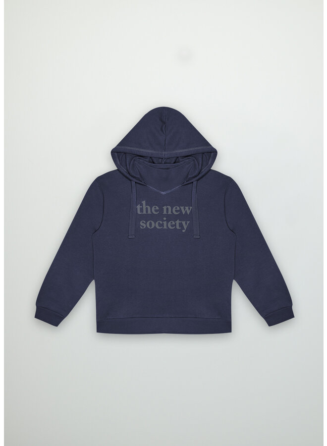 The New Society Logo Flock Hoodie Navy