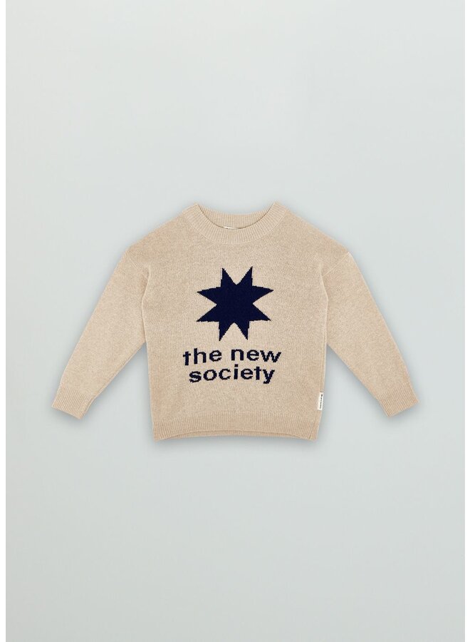 The New Society Cash Logo Jumper Sand