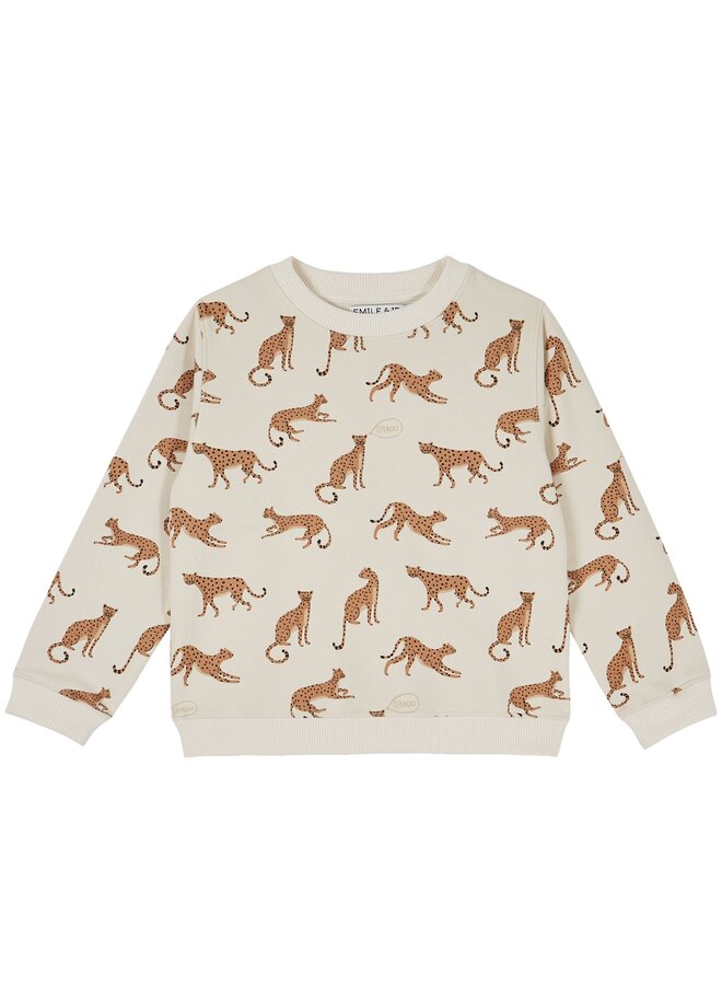 Emile Et Ida Sweatshirt Ecru Leopard