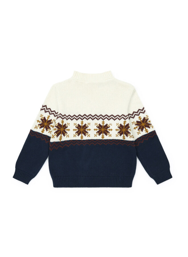 Bonton Zipped Jaquard Jumper Snowflake