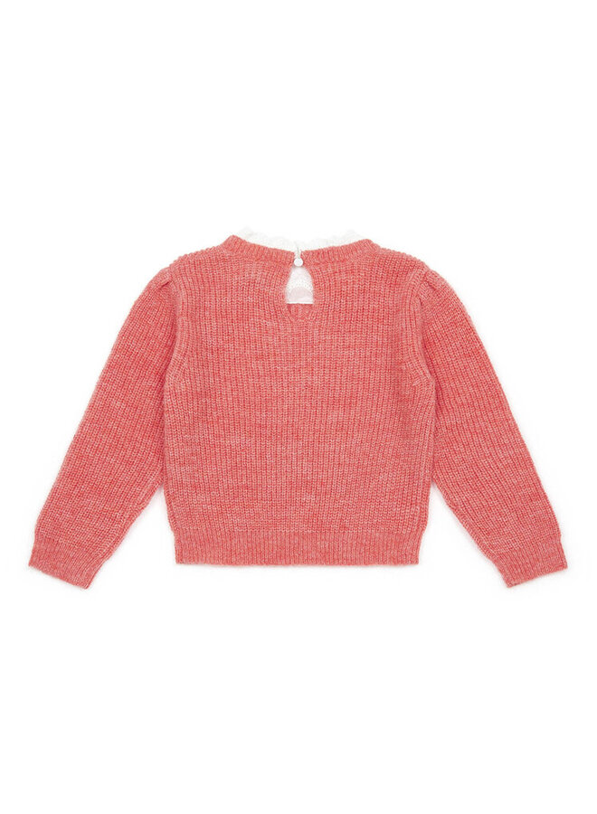 Bonton Jumper With Broderie Anglaise Collar Pink