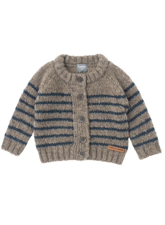 Tocoto Vintage Knit Striped Cardigan Brown