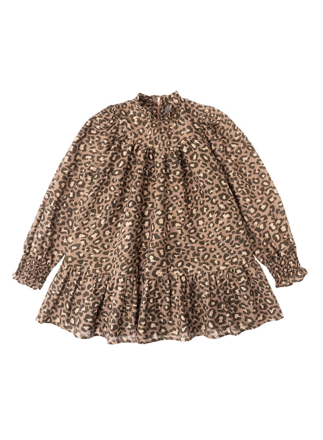 Tocoto Vintage Mini Dress Animal Print Brown