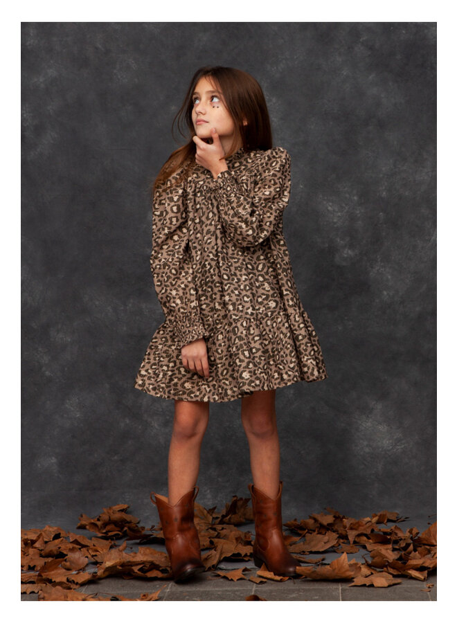 Tocoto Vintage Mini Dress Animal Print Brown