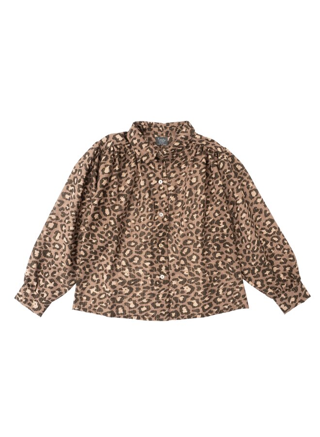 Tocoto Vintage Kid Blouse Animal Print Brown