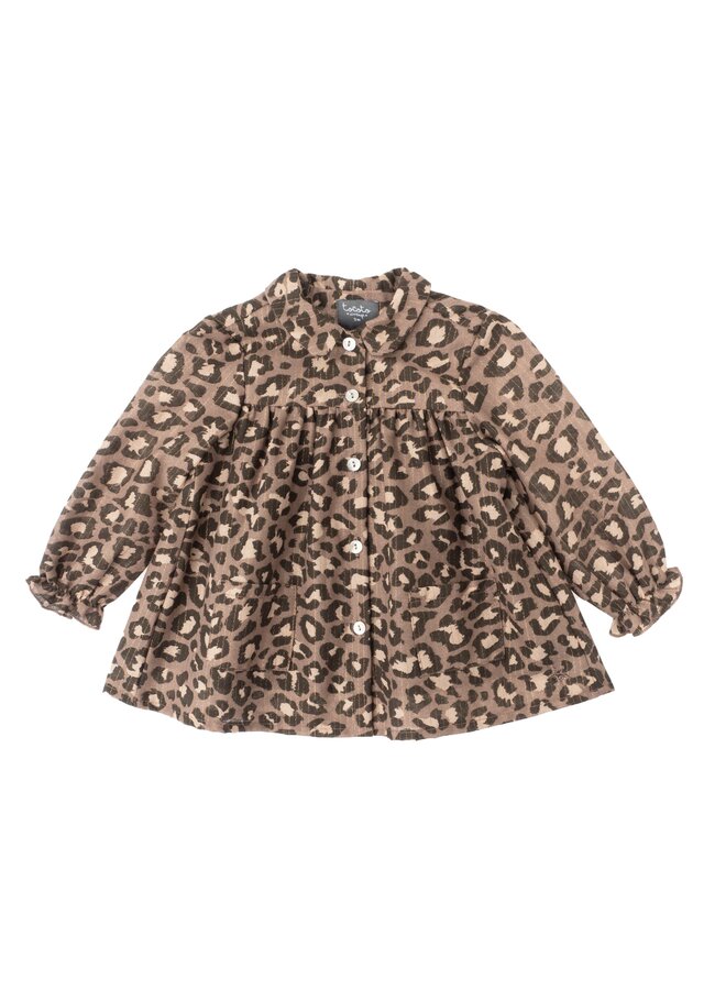 Tocoto Vintage Baby Dress Animal Print Brown