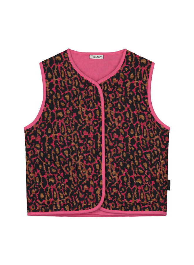 Daily Brat Happy Leopard Vest Lustrous Pink