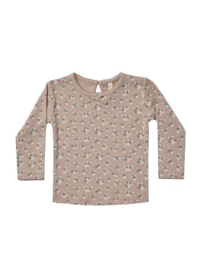 Quincy Mae Pointelle Long Sleeve Tee Truffle Floral