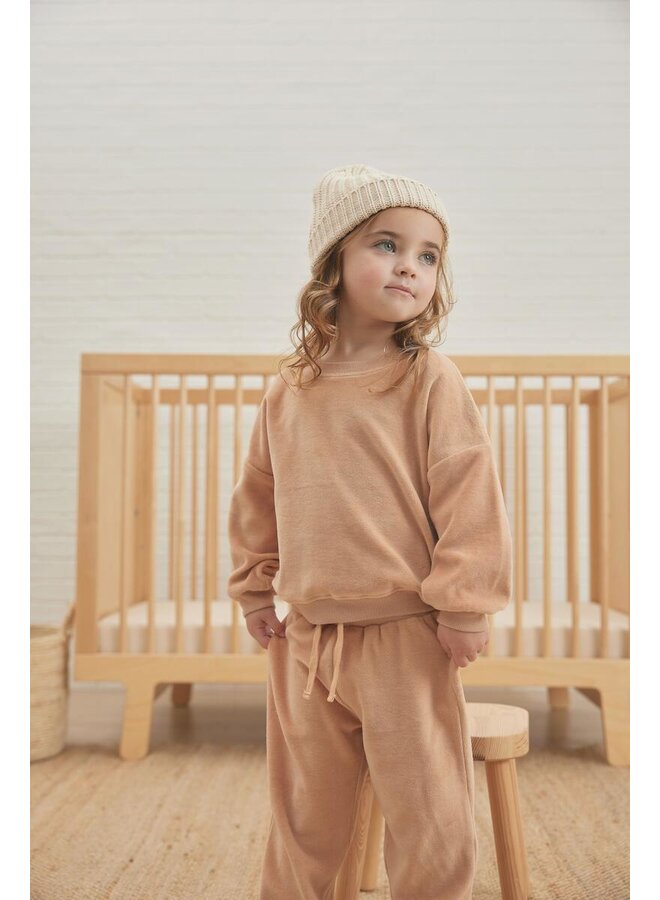 Quincy Mae Velour Relaxed Sweatpant Blush