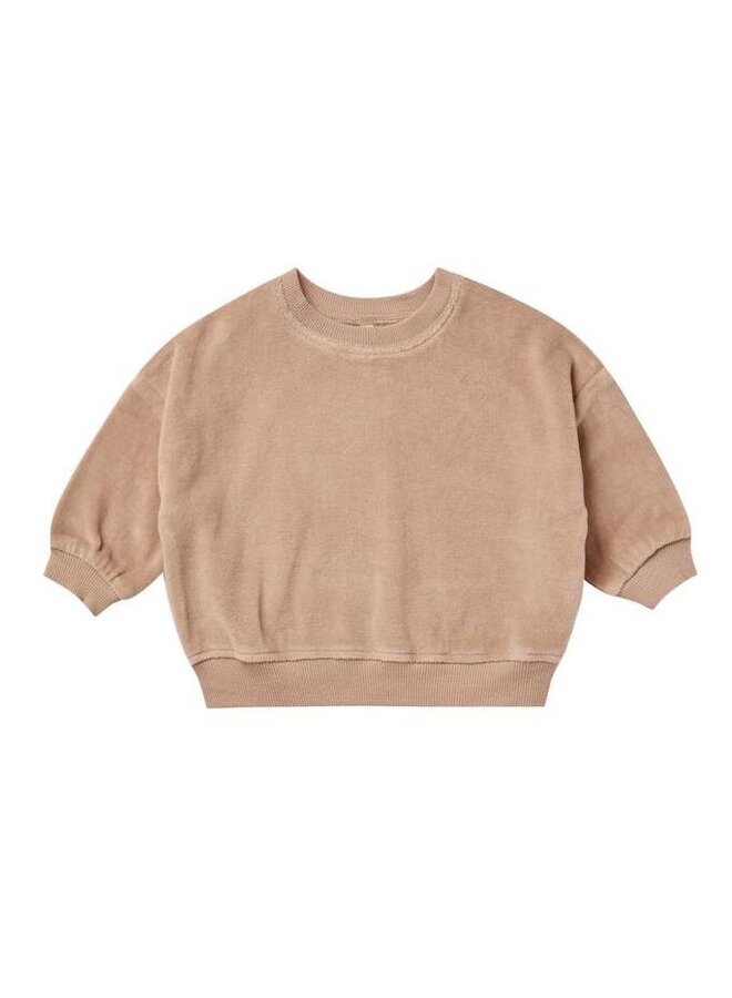 Quincy Mae Velour Relaxed Sweatshirt Blush