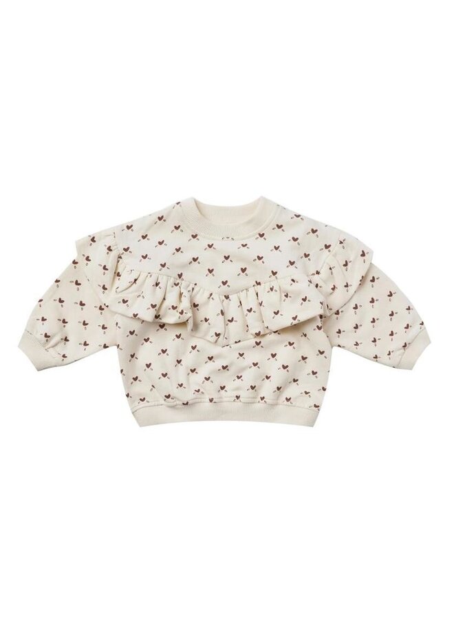 Quincy Mae Ruffle Fleece Sweatshirt Hearts