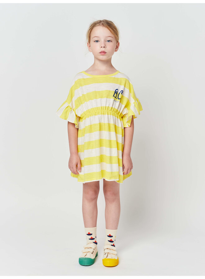 Bobo Choses Ruffle Dress Yellow Stripes
