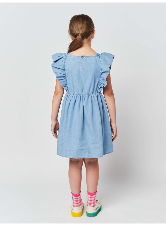 Bobo Choses Ruffle Dress Pelican Denim