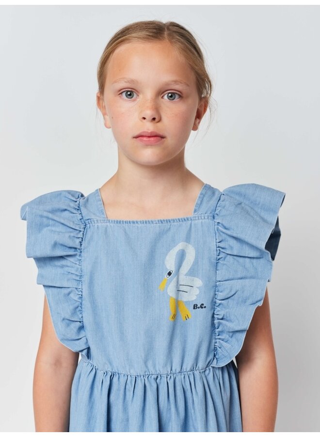 Bobo Choses Ruffle Dress Pelican Denim