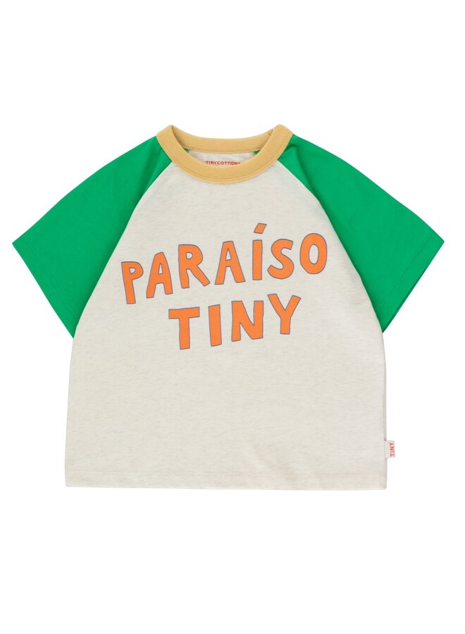 Tiny Cottons Tee Paraiso Tiny Color Block Light Cream Heather/Pine Green