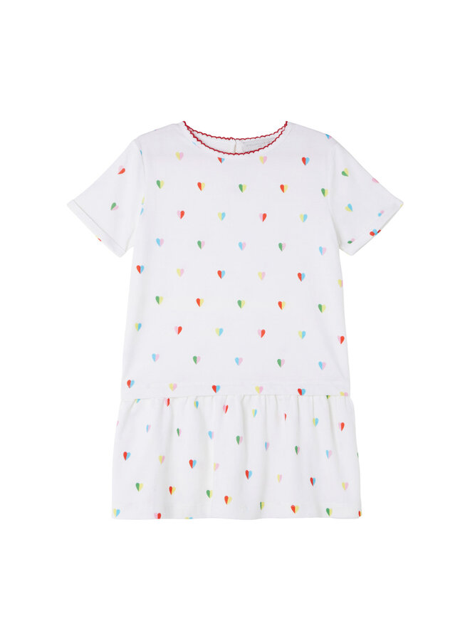 Stella McCartney Jersey Dress Ivory Colourful Hearts