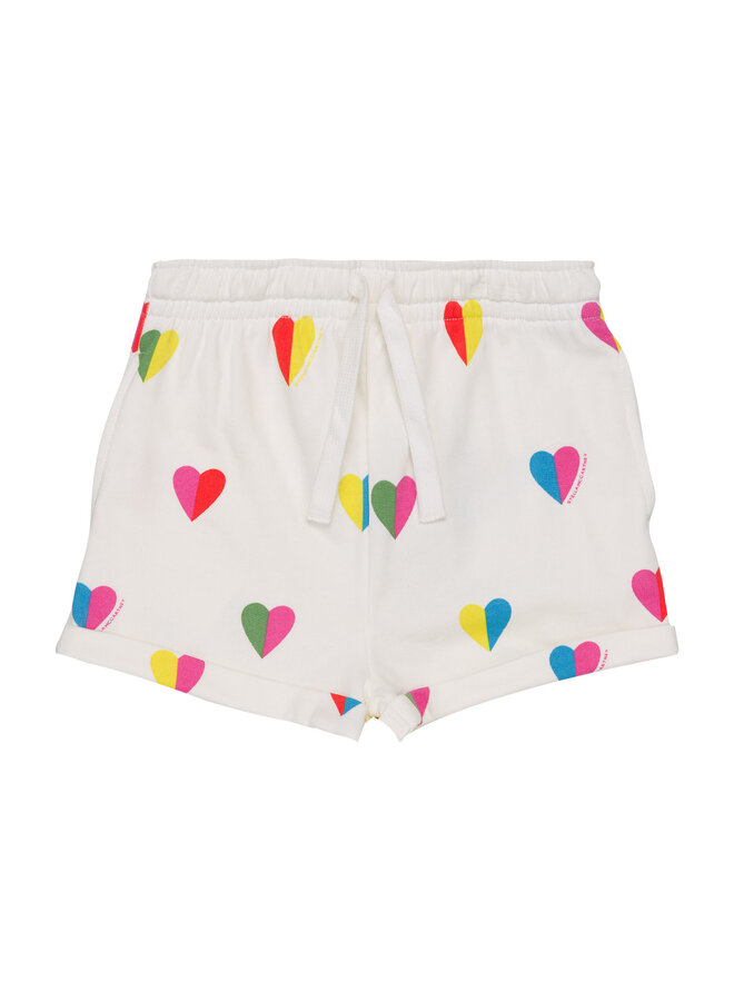 Stella McCartney Jersey Shorts Ivory Colourful Hearts