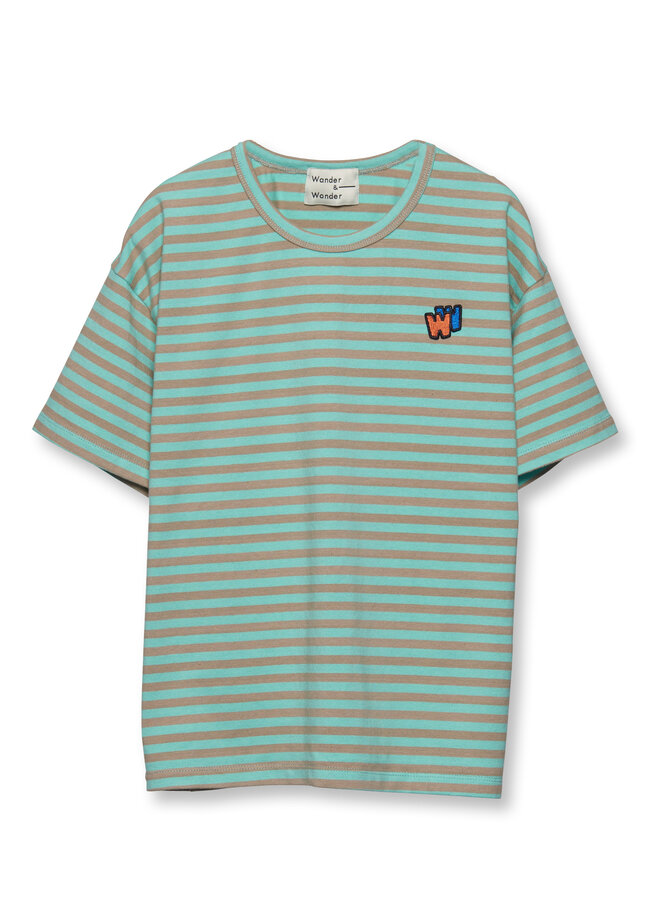 Wander & Wonder Striped T-Shirt Aqua Stripe