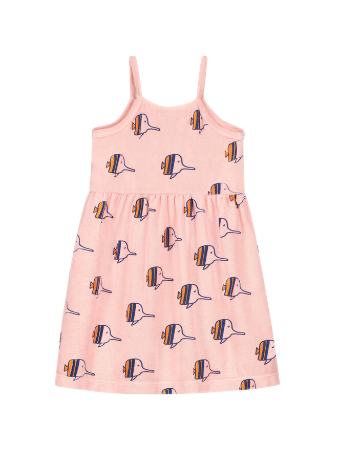 Bonmot Dress Terry Allover Fishes Dusty Pink