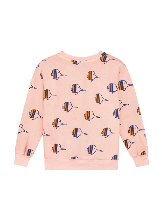 Sweatshirt Terry Fishes Dusty Pink