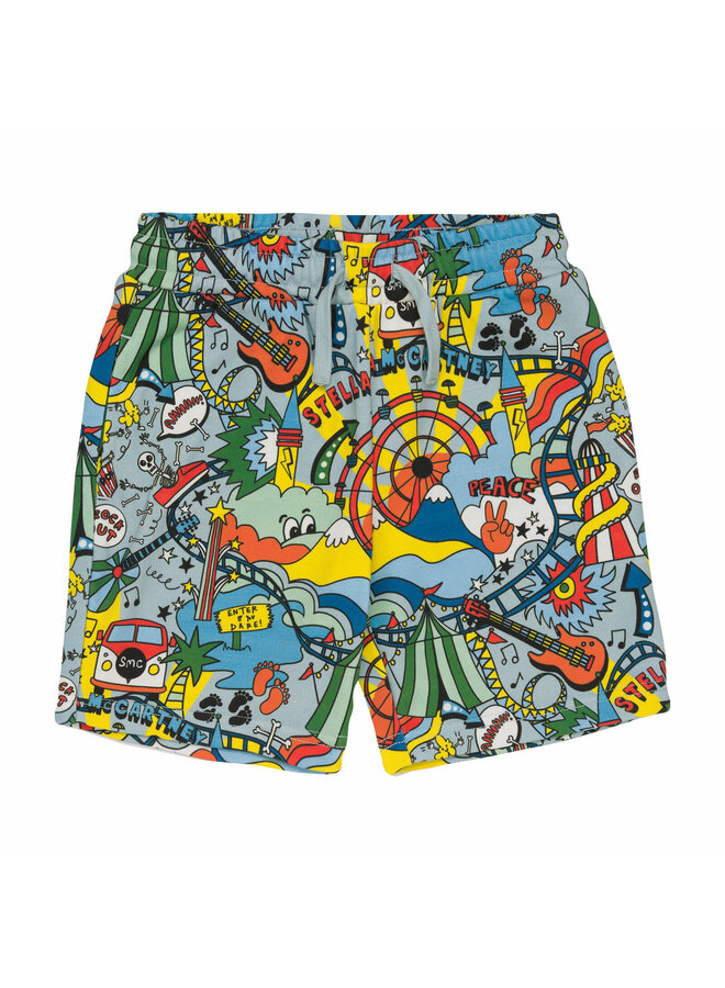 Stella McCartney Jersey Shorts Light Blue Colourful