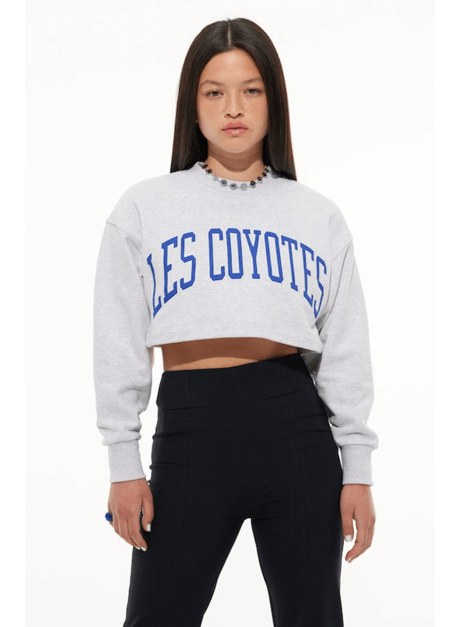 Les Coyotes De Paris Large Logo Cropped Sweatshirt Light Grey Melange