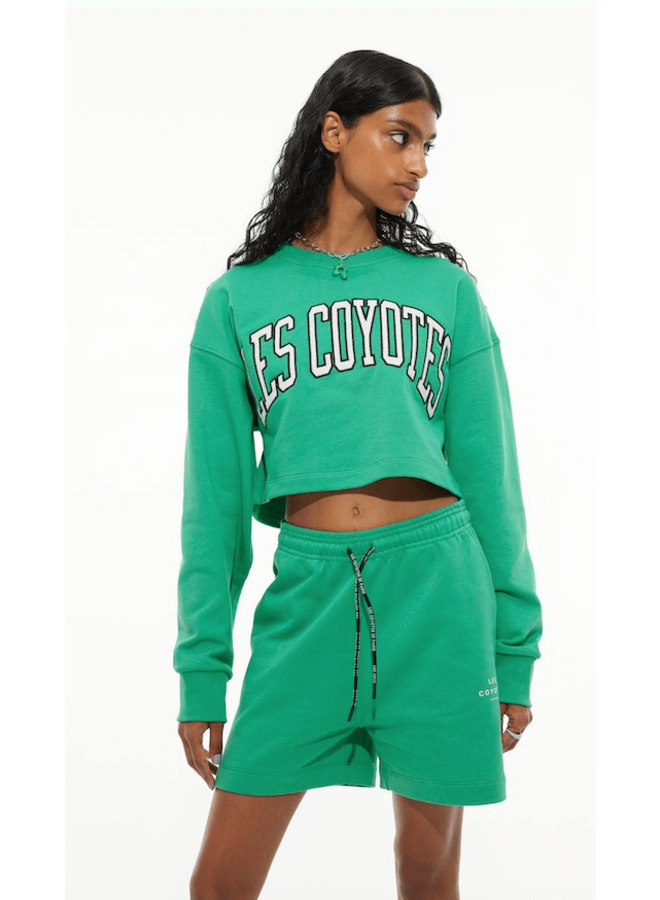 Les Coyotes De Paris Large Logo Cropped Sweatshirt Jade