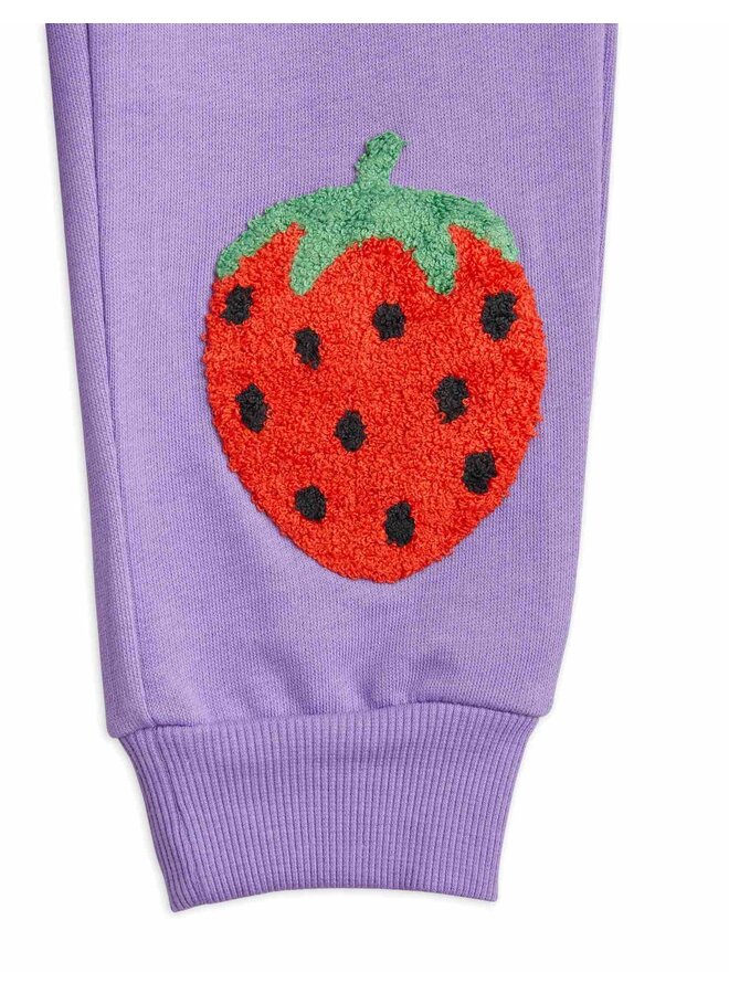 Mini Rodini Sweatpants Strawberries Embroidered Purple
