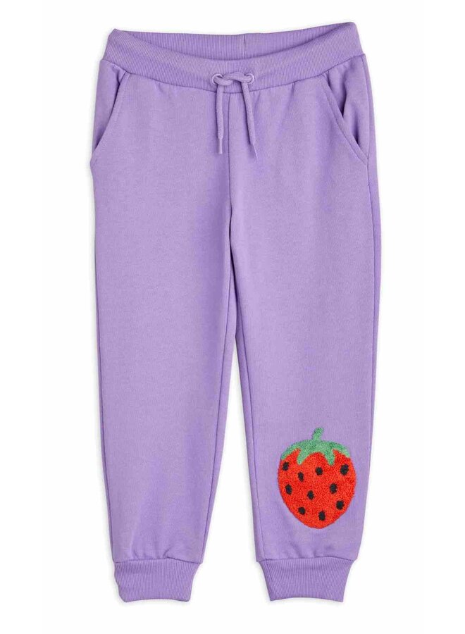 Mini Rodini Sweatpants Strawberries Embroidered Purple