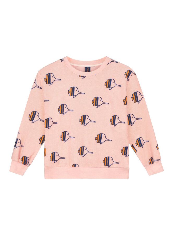 Sweatshirt Terry Fishes Dusty Pink