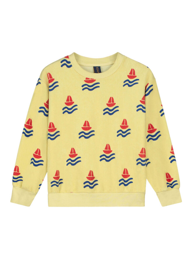 Bonmot Sweatshirt Terry Boats Mellow Yellow