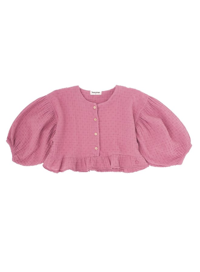 3/4 Sleeve Blouse Embroidered Pink