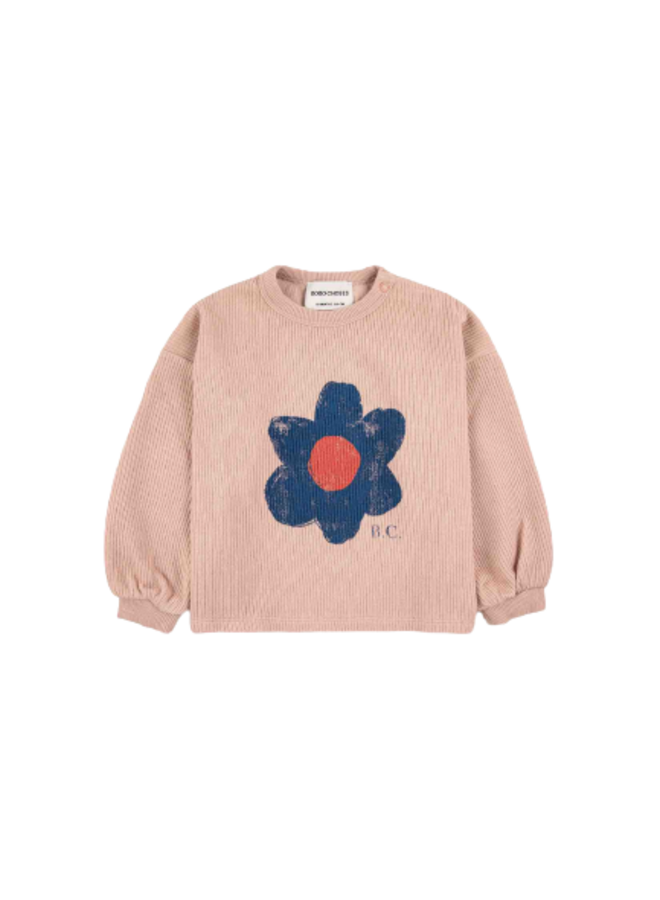 Sweatshirt Puff Sleeves Big Flower