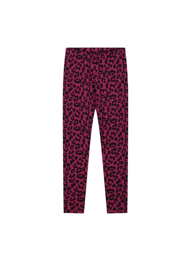 Leopard Tights Dark Pink