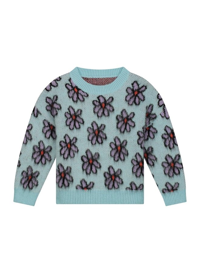 Knitted Sweater Fluffy Flower
