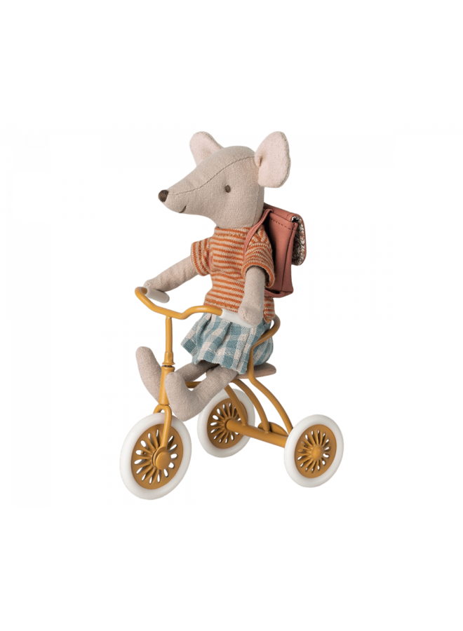 Maileg Tricycle Mouse Big Sister w Bag Old Rose