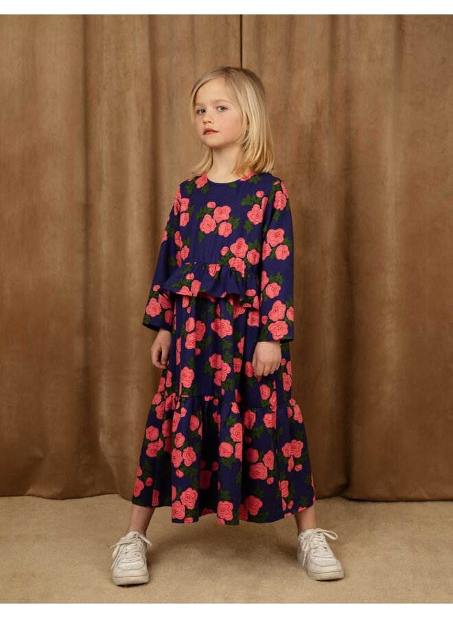 Mini Rodini Woven Frill Dress Roses AOP