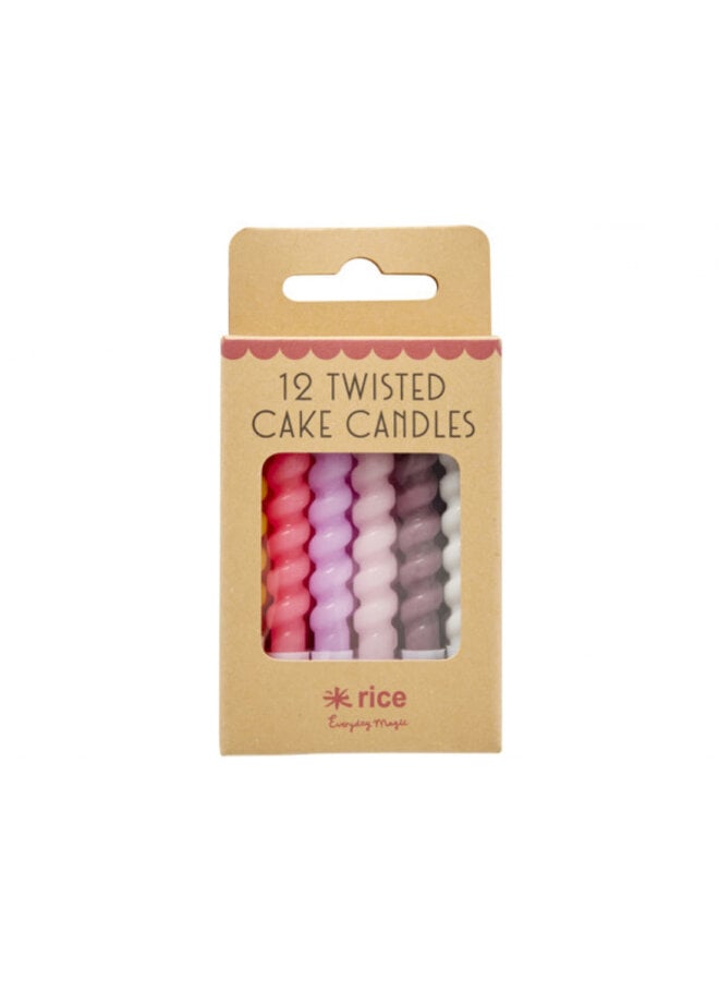 Cake Candle Pinkish Twisted 12 Pcs