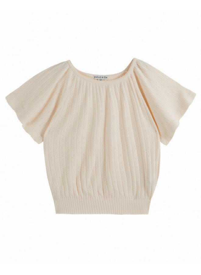 Emile Et Ida Tee Shirt Manches Papillon Uni Creme