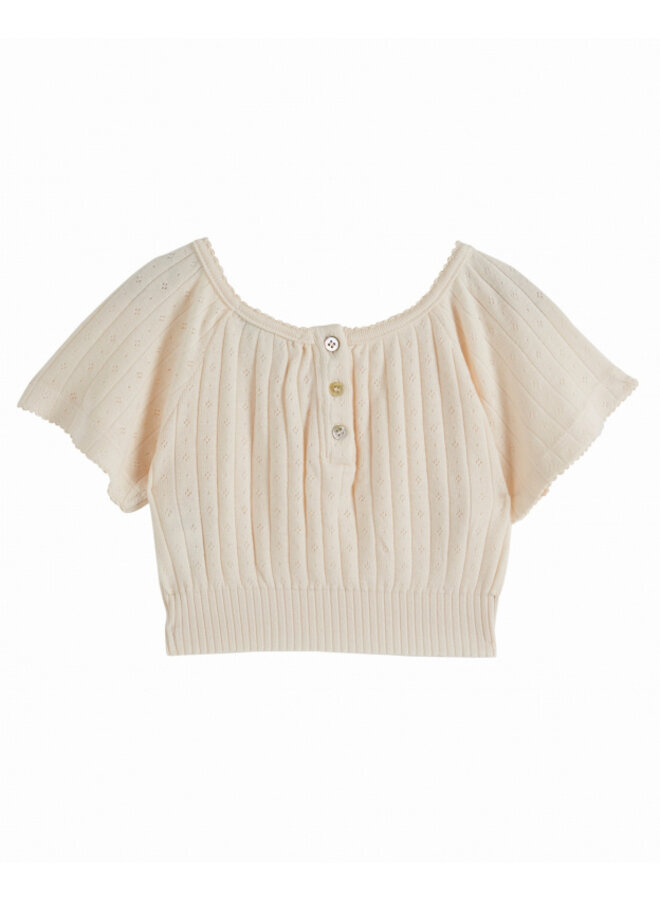 Emile Et Ida Tee Shirt Manches Papillon Uni Creme