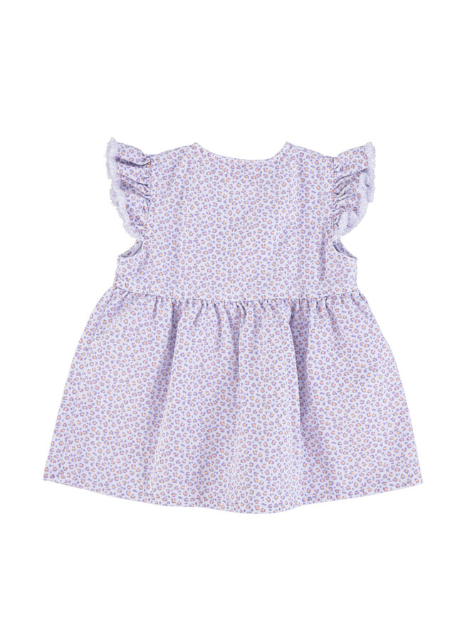 Piupiuchick Short Ruffles Dress Lavender Animal Print